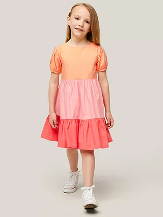 John Lewis & Partners Girl's Colour Block Dress in Pink Multi