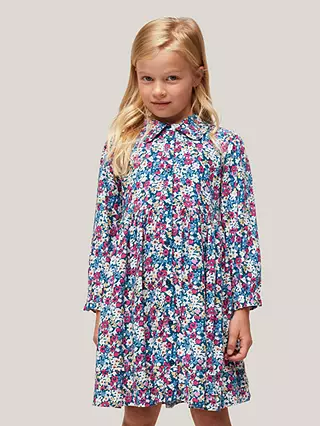 John Lewis & Partners Girl's Ditsy Floral Shirt Dress in Multi Floral