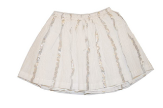 Carrement Beau Girl's White Cotton Sparkle Skirt in Ivory