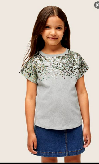 John Lewis & Partners Girl's Sequin T-shirt in Grey