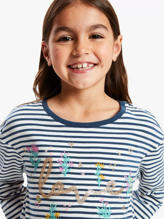 John Lewis & Partners Girls' Embroidered Love Tee in Multi