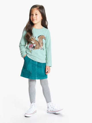 John Lewis & Partners Girls' Sequin Squirrel Topin Mint Green