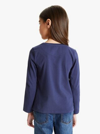 John Lewis & Partners Sequin Unicorn Stretch T-Shirt in Peacoat Navy