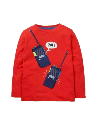 Mini Boden Boy's Walkie Talkie Big Applique T-shirt in Red