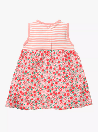 Baby Boden Baby Floral Stripe Jersey Dress in Shell Pink Primrose