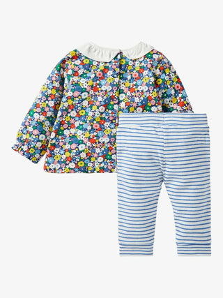 Baby Boden Hotchpot Applique Heart Stripe Top and Leggings Set in Blue