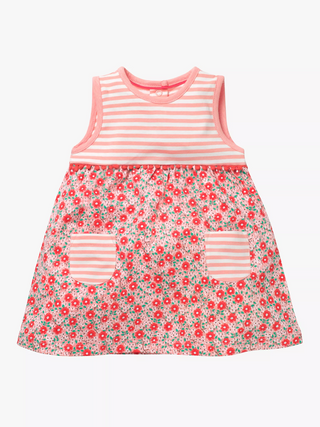 Baby Boden Baby Floral Stripe Jersey Dress in Shell Pink Primrose