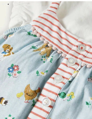 Baby Boden Jersey Hotchpotch Romper in Multi Floral Pets (Slightly Defect)