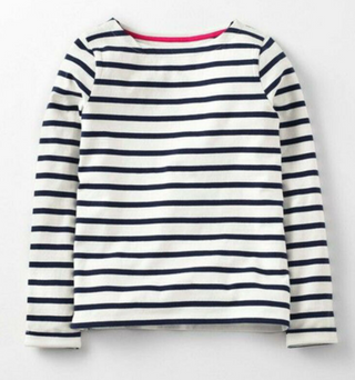 Mini Boden Girl's Everyday Breton T-Shirt in Ivory/Navy