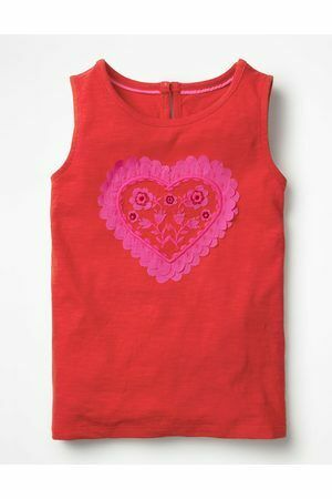 Mini Boden Girl's Heart Appliqué Vest Top in Red