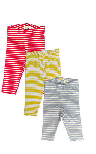 Baby Boden Essential 3 Pack Leggings Set in Yellow Red Blue Stripe